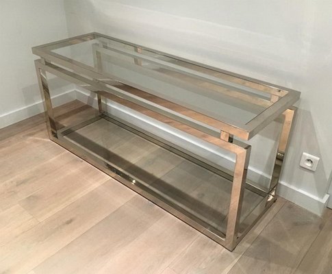 Modern Chrome Console Table 1970s, Contemporary Chrome Console Table