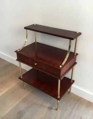 Small Gany And Brass Shelving Unit With A Drawer 1940s For Small Gany And Brass Shelving Unit With A Drawer 1940s 2