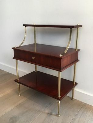Small Gany And Brass Shelving Unit With A Drawer 1940s For Small Gany And Brass Shelving Unit With A Drawer 1940s 3