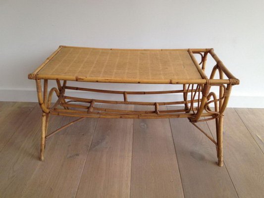 Mid Century Rattan Coffee Table With Magazine Rack Mid Century Rattan Coffee Table With Magazine Rack