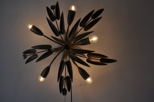 Sun Ceiling Light In Gold Leaf 1950s