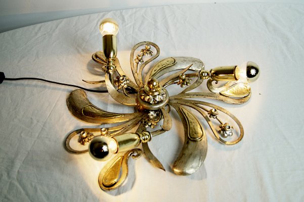 Blumen Wandlampe Aus Messing Eisen Von Hans Moller 1970er Bei