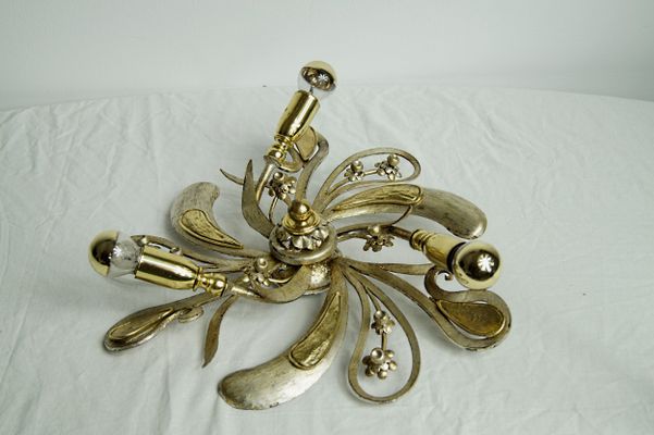 Blumen Wandlampe Aus Messing Eisen Von Hans Moller 1970er Bei