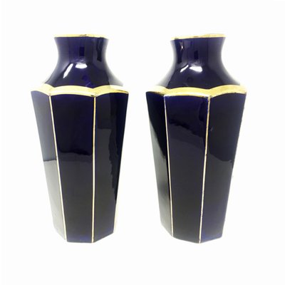 French Art Deco Ceramic Vases From Moulin Des Lupes 1930s Set Of