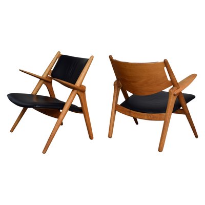 Modell Ch28 Sawbuck Chairs Von Hans J Wegner Fur Carl Hansen Son 1950er 2er Set