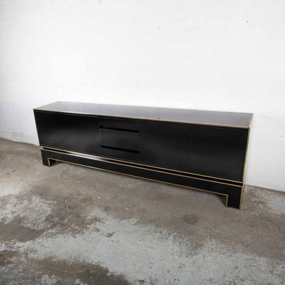 Regency Bronze And Black Lacquer Credenza By Alain Delon For
