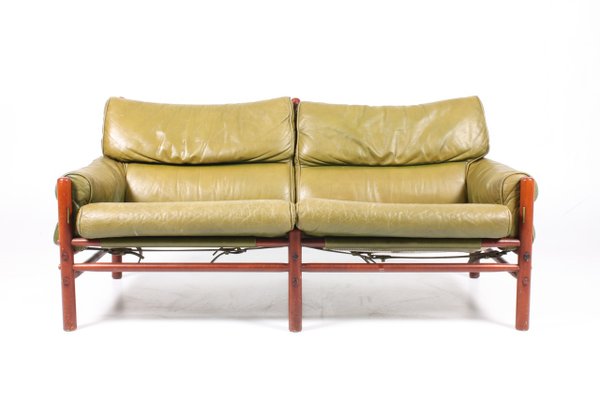 Mid Century Sofa In Patinated Leather By Arne Norell