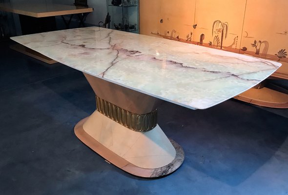 Italian Art Deco Marble Dining Table, How To Fix A Marble Table