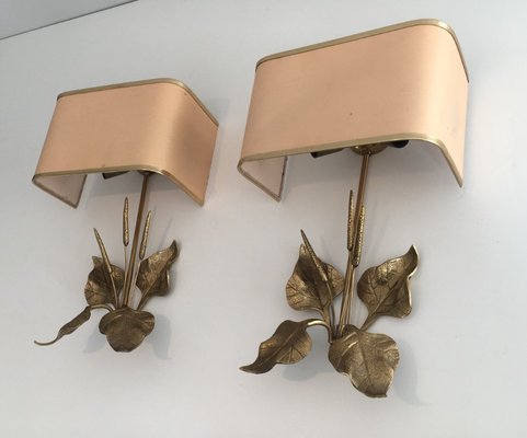 Appliques Avec Feuillesamp; Bronze Blé1960sSet De En Épis Murales 2 5j43ARL