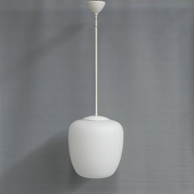 Mid Century Large White Glass Ball Hanging Lamp