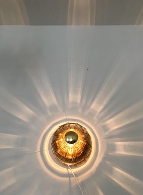 Sunburst Brass Smoked Glass Wall Or Ceiling Light From Limburg