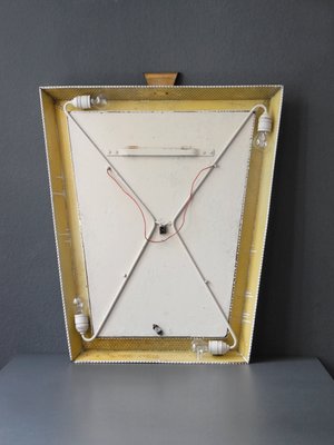 Large Mid Century Modern Illuminated Mirror With Perforated Metal Mid Century Modern Illuminated Mirror