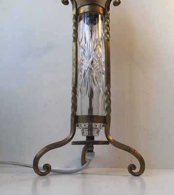Vintage French Crystal Brass Table, Vintage French Crystal Table Lamps With Prisms