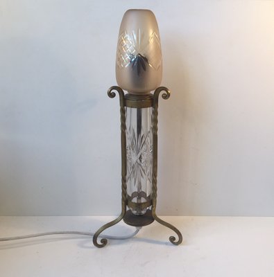 Vintage French Crystal Brass Table, Vintage French Crystal Table Lamps For Living Room