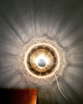 Brass Smoked Glass Sunburst Wall Or Ceiling Light From Limburg 1960s