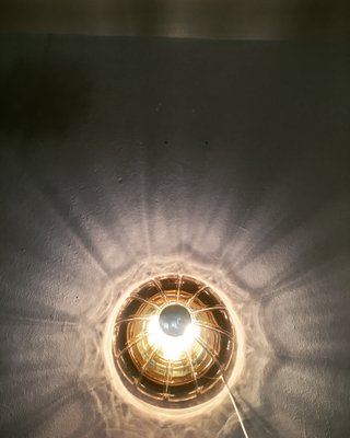 Brass Smoked Glass Sunburst Wall Or Ceiling Light From Limburg