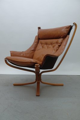 Falcon Chair and Ottoman by Sigurd Ressell for Vatne Møbler, 1970s Falcon Chair and Ottoman by Sigurd Ressell for Vatne Møbler, 1970s