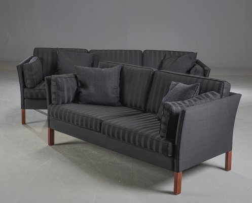 Vintage Danish Black Sofas By Erik Jørgensen Set Of 2