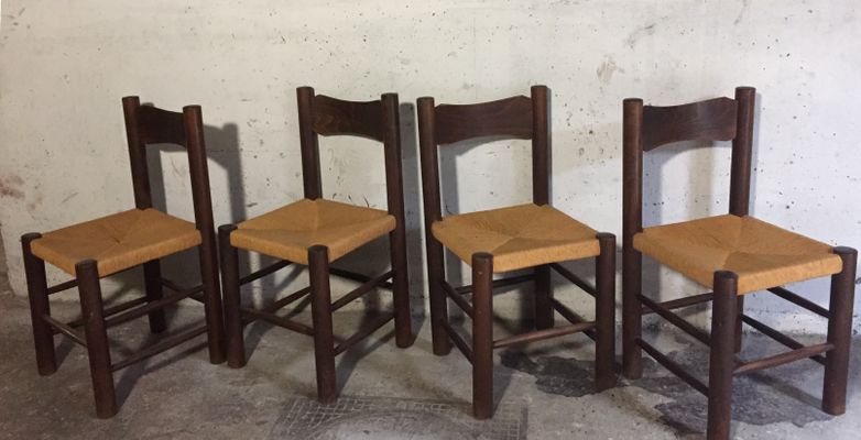 Wood Straw Dining Chairs 1960s Set Of 4 For At Pamono Wood Straw Dining Chairs 1960s Set Of