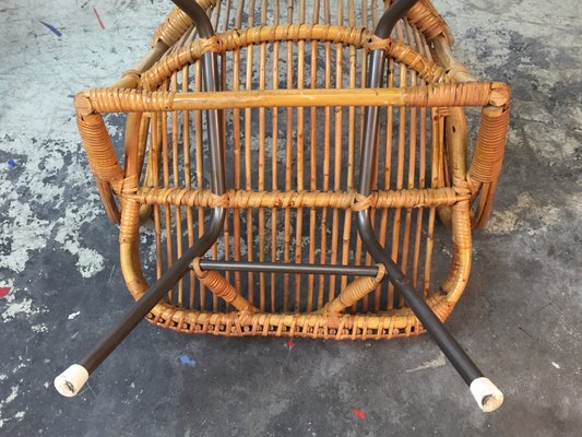 Italian Bamboo Rattan Table Easy Chair 1950s For Sale At Pamono