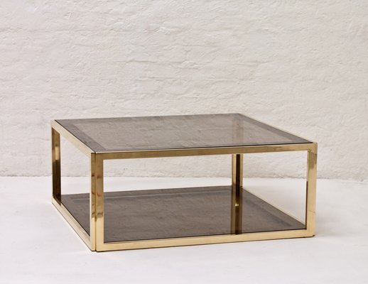 Brass Smoked Glass Coffee Table 1970s For Sale At Pamono
