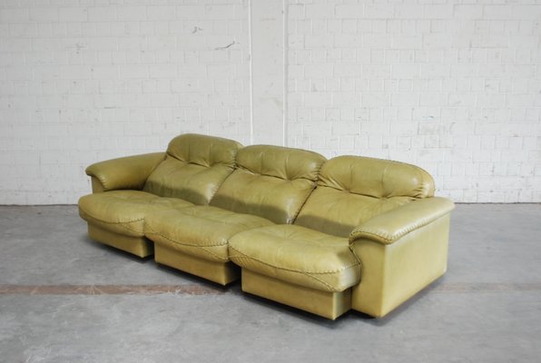 Vintage Ds 101 Olive Green Leather Sofa, Light Green Leather Sectional Sofa