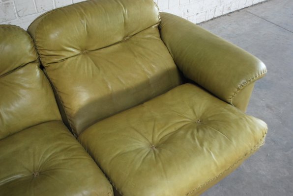 Vintage Ds 101 Olive Green Leather Sofa, Leather Sofa Wear And Tear Repair