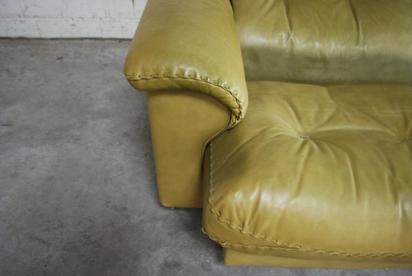 Vintage Ds 101 Olive Green Leather Sofa, Light Yellow Leather Sofa