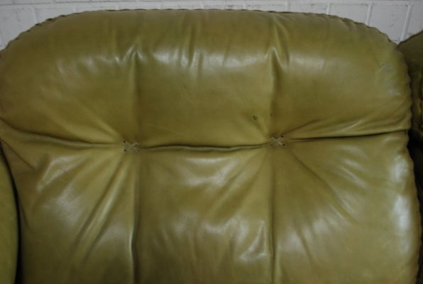 Vintage Ds 101 Olive Green Leather Sofa, Water Damage On Leather Sofa