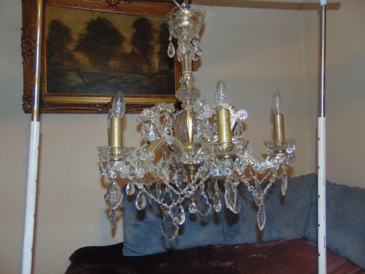 Vintage Crystal Glass Chandelier for sale at Pamono