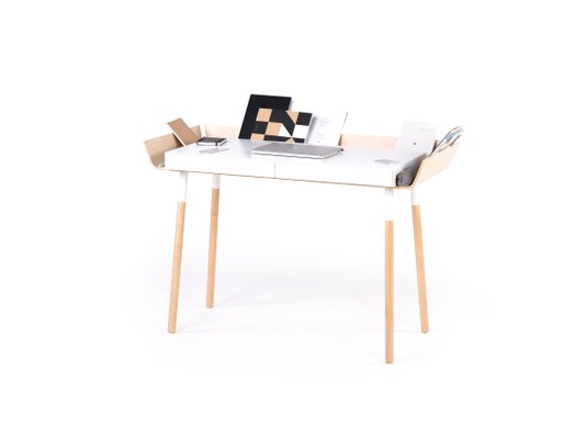 Large White My Writing Desk in Birch by etc.etc. for Emko