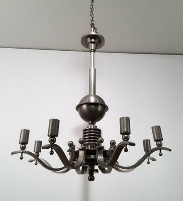 Silvered Bronze Chandelier 1930s For, How To Spray Paint Light Fixtures Black And White
