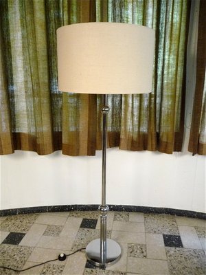 Large German Chromed Floor Lamp With Fabric Shade 1960s For At Large German Chromed Floor Lamp With Fabric Shade 1960s 1