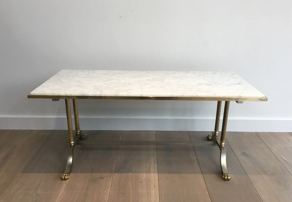 Brass Marble Top Coffee Table, Brass Marble Top Coffee Table