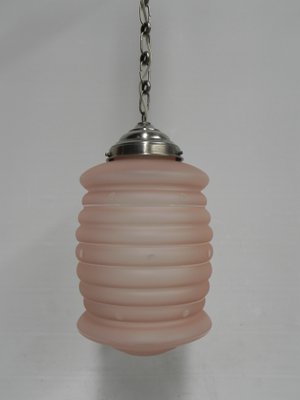 Antique 1930's Art Deco Pink Glass Shade 3 Chain Fitter Vintage Ceiling Pendant Glass Lamp Shade Light Fixture