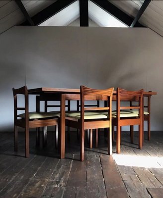 Mid Century Floating Extending Teak Dining Table 6 Chairs For Mid Century Floating Extending Teak Dining Table 6 Chairs 2