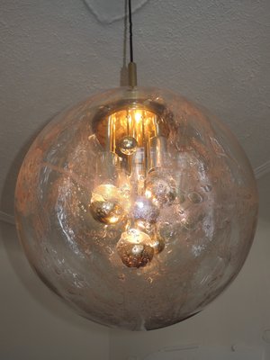 Large Hand Blown Glass Pendant Lamp With Golden Inclusions From Doria Leuchten 1970s