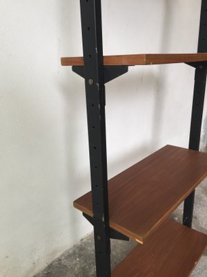 Teak & Metall Regalsystem, 1950er bei Pamono kaufen Teak & Metall Regalsystem, 1950er bei Pamono kaufen
