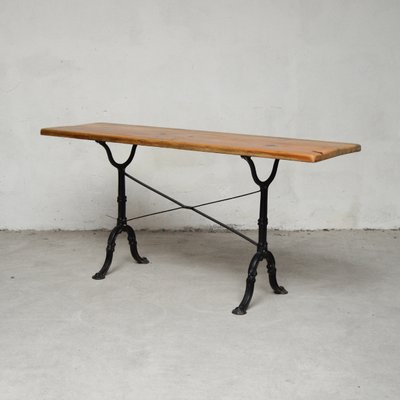 Solid Wood Console On Cast Iron Legs 1950s For Sale At Pamono