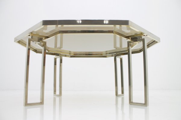Oktogonaler Couchtisch mit Metallgestell Metall und Glasplatte ... Oktogonaler Couchtisch mit Metallgestell Metall und Glasplatte ...