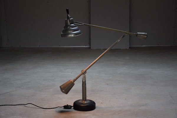 Desk Lamp With Articulated Brass Arms By Edouard Wilfred Buquet