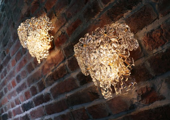 Gold Plated Faceted Crystal Sunburst Wall Sconces From Kinkeldey Gold Plated Faceted Crystal Sunburst Wall Sconces From Kinkeldey
