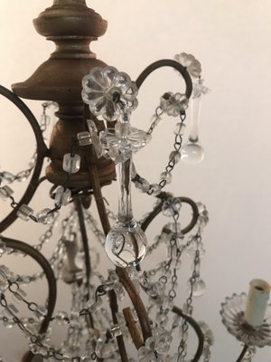 antiker Kronleuchter Glasbehang 10 Glastropfen mit Glaskugel glass pendant 