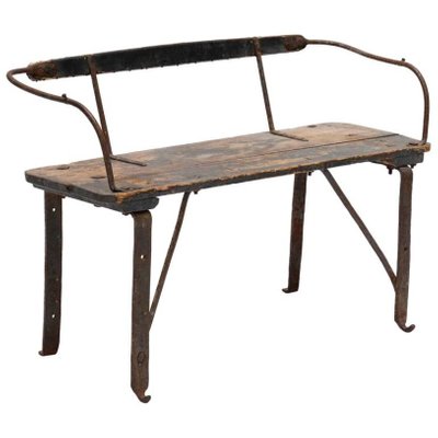 Antique Iron Wood Train Bench For Sale At Pamono
