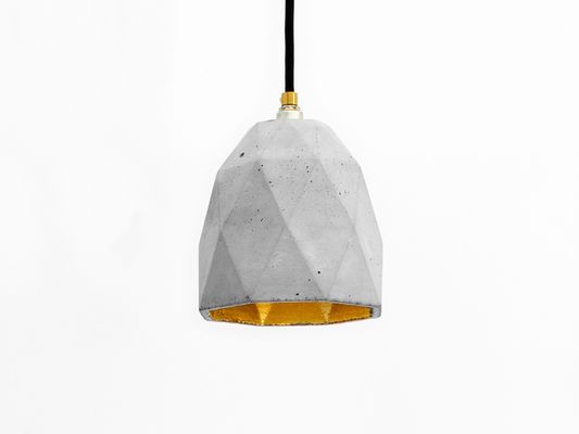 T1 Concrete Triangular Pendant Light With Metallic Interior By