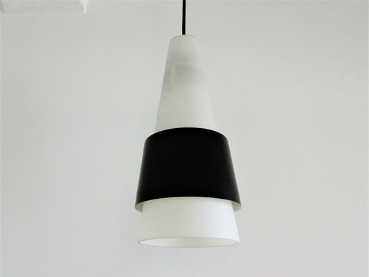 Danish White Opaline Glass Pendant Lamp With Black Metal Ring 1960s For At Pamono - Black White Pendant Light Danish White Opaline Glass Pendant Lamp With Black Metal Ring 1960s For At Pamono - Black White Pendant Light