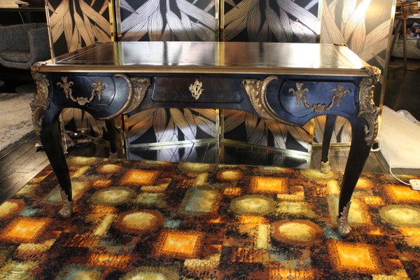Rectangular Black Gold Napoleon Iii Writing Desk 1890s Rectangular Black Gold Napoleon Iii Writing Desk 1890s