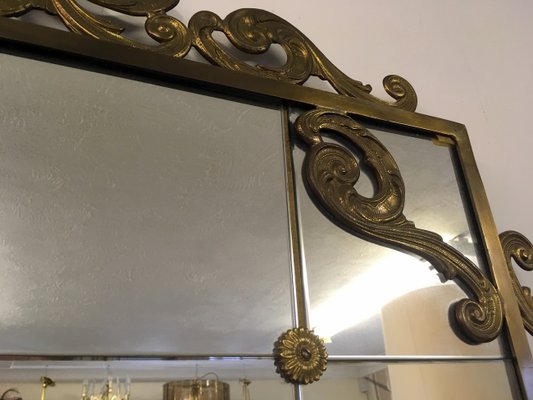 Large Vintage Italian Brass Floor, Vintage Floor Mirrors Large