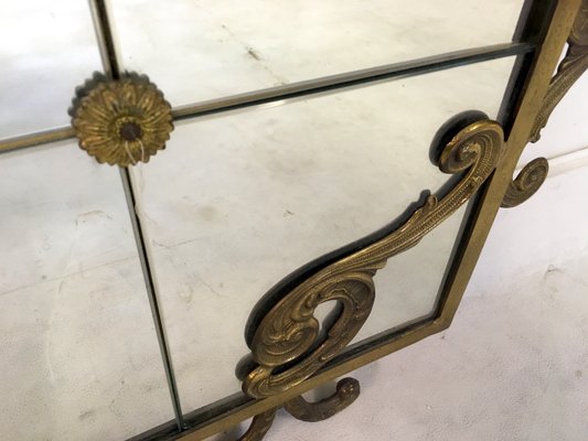 Large Vintage Italian Brass Floor Standing Mirror