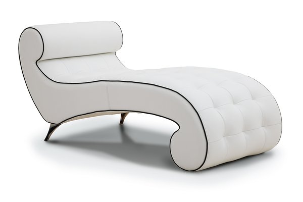 Italian Minuet Leather Chaise Longue, White Leather Chaise Lounge Sofa